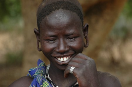 Young Mursi Girl Chatting With Our Guests