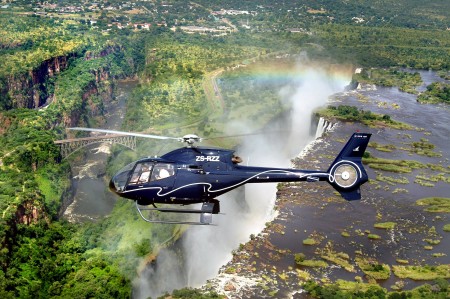 You'll fly back up-river by helicopter and land at Taita Falcon Lodge after your trip.