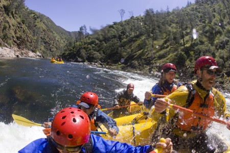 Paddle rafting at it's best on the steep creeks in California.