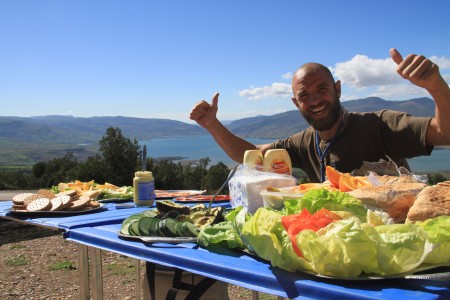 Smiley Steve after preparing lunch on the way to the river