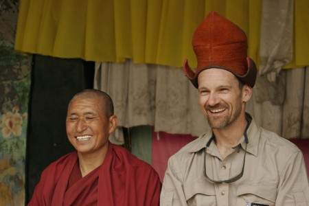 Dave with a Buddhist monk on a recent trip to Zanskar, India