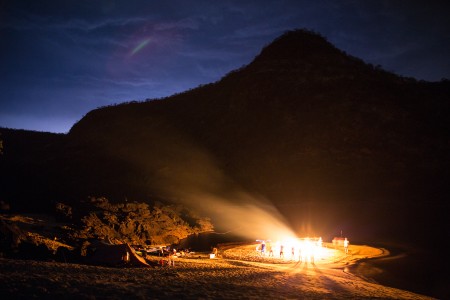 A stunning night around the campfire at Upper Moemba camp.