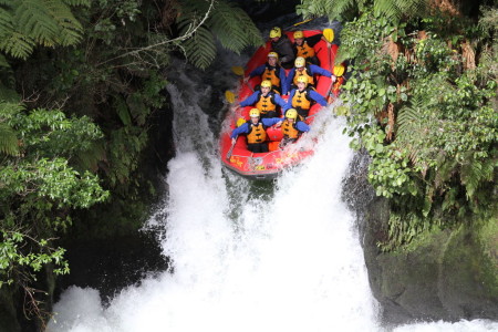 The 7 metre drop of Tutea Falls, Kaituna River, New Zealand.