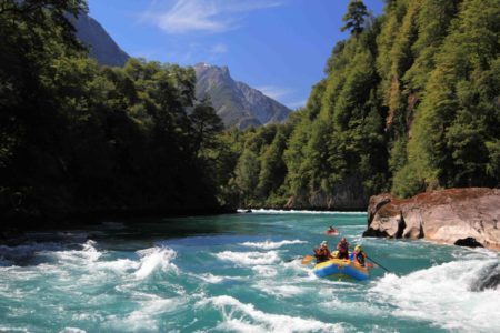 Paddling below Tiberone on the Rio Futaleufu