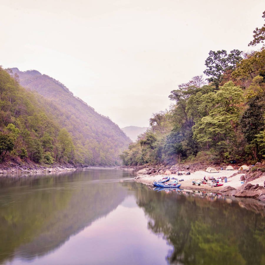 Image of campsite on the Karnali River in Nepal