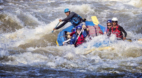 Image of paddle raft in Jailhouse Rock rapid on the Karnali River, Nepal