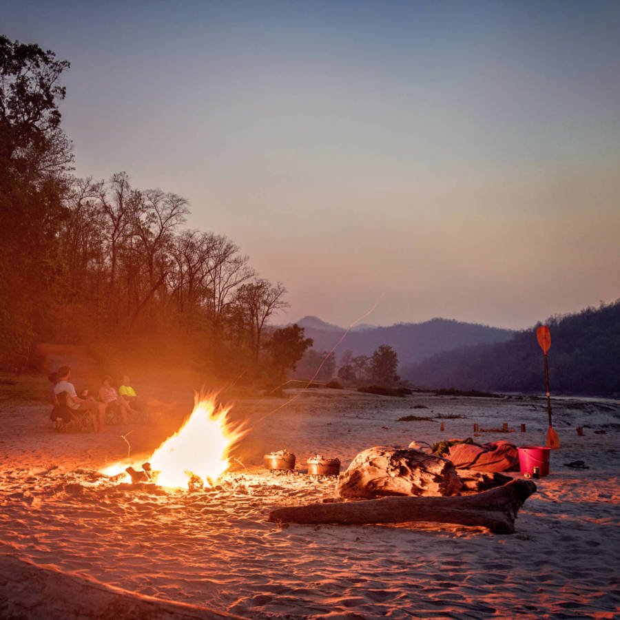 Image of campfire on Karnali River in Nepal