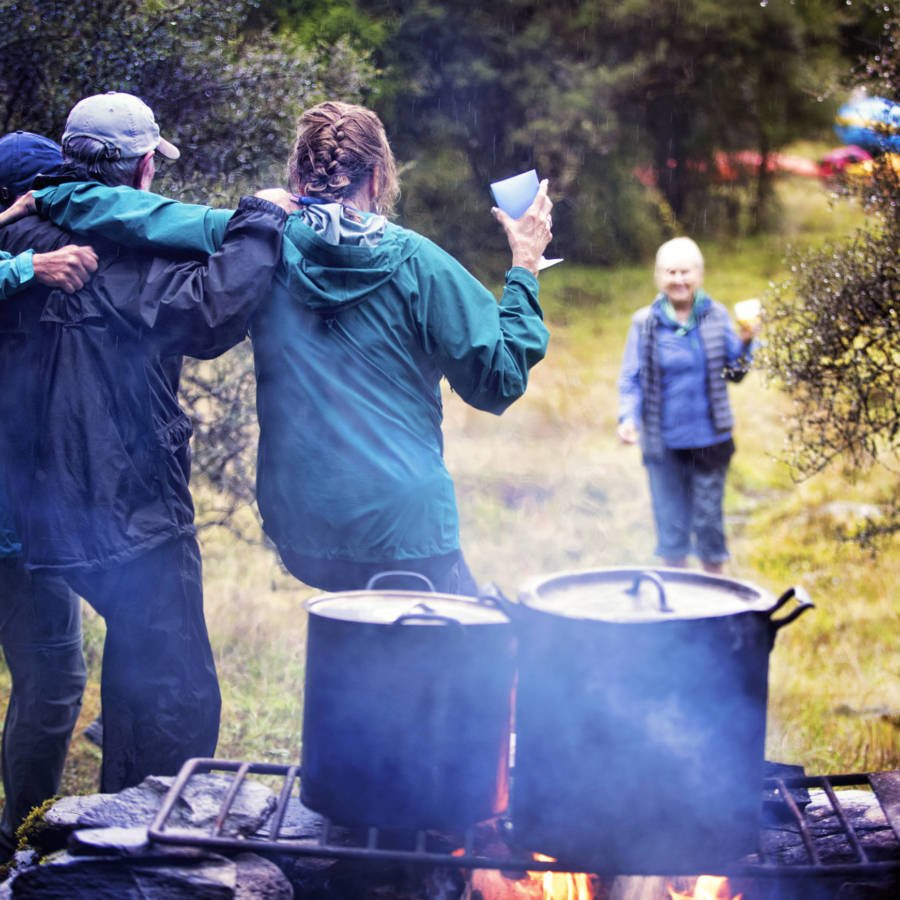 Image of clients dancing on the Landsborough River