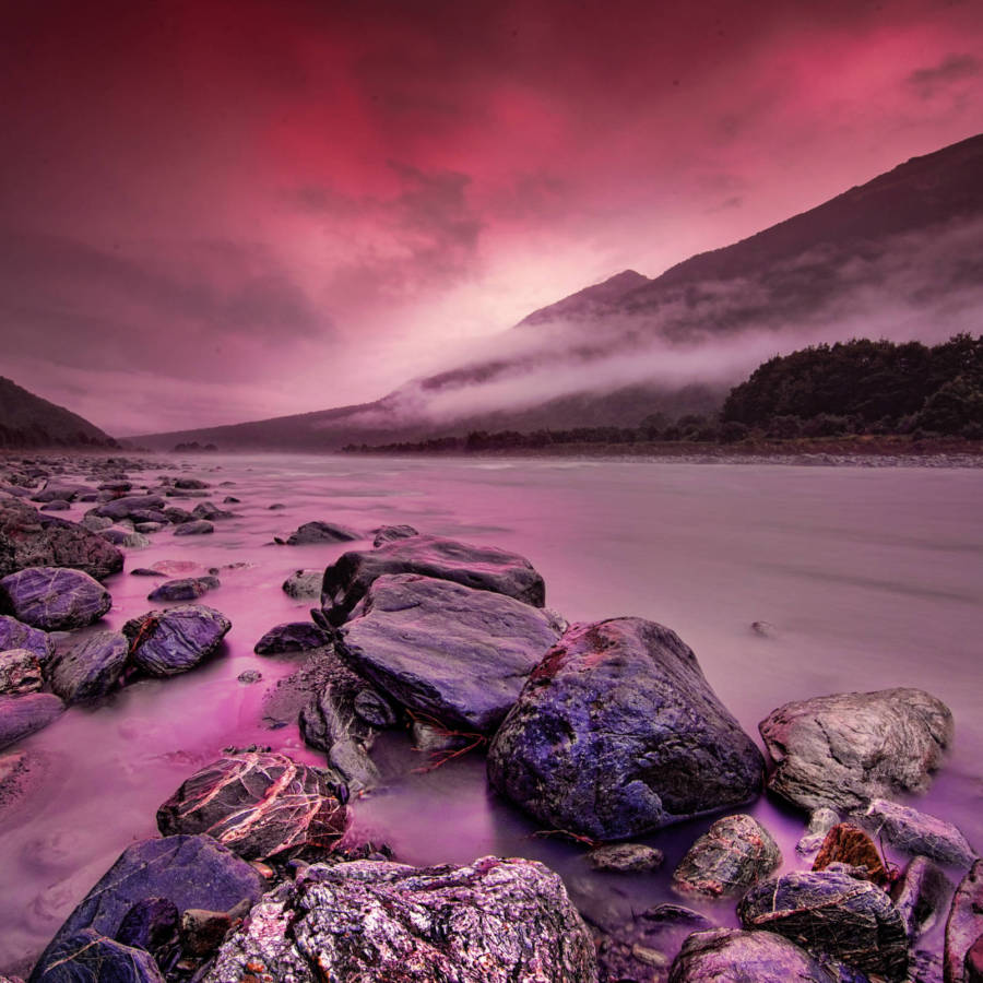 Image of red sunset on Landsborough River