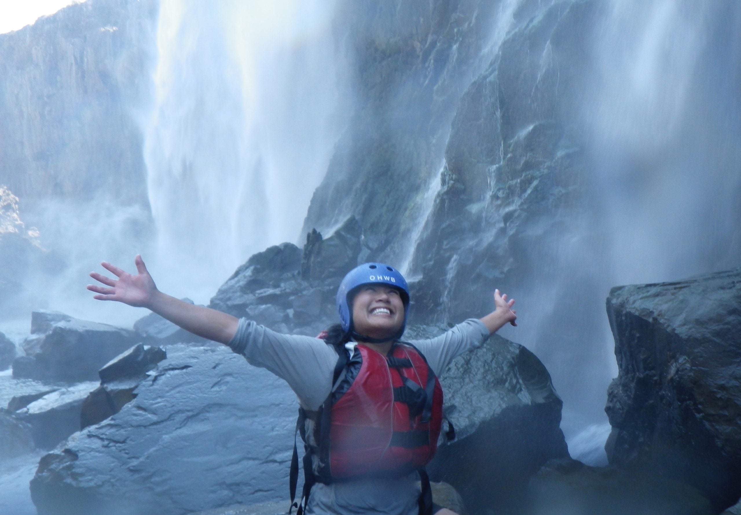 A rafter beneath Victoria Falls before starting her trip