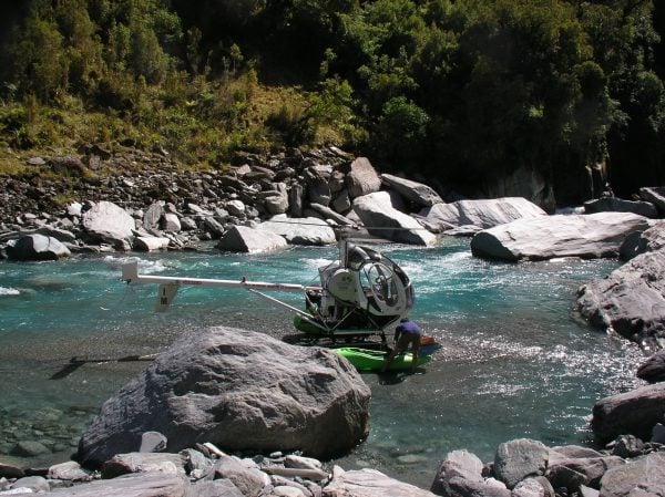 No better way to start paddling than flying by helicopter into the river.