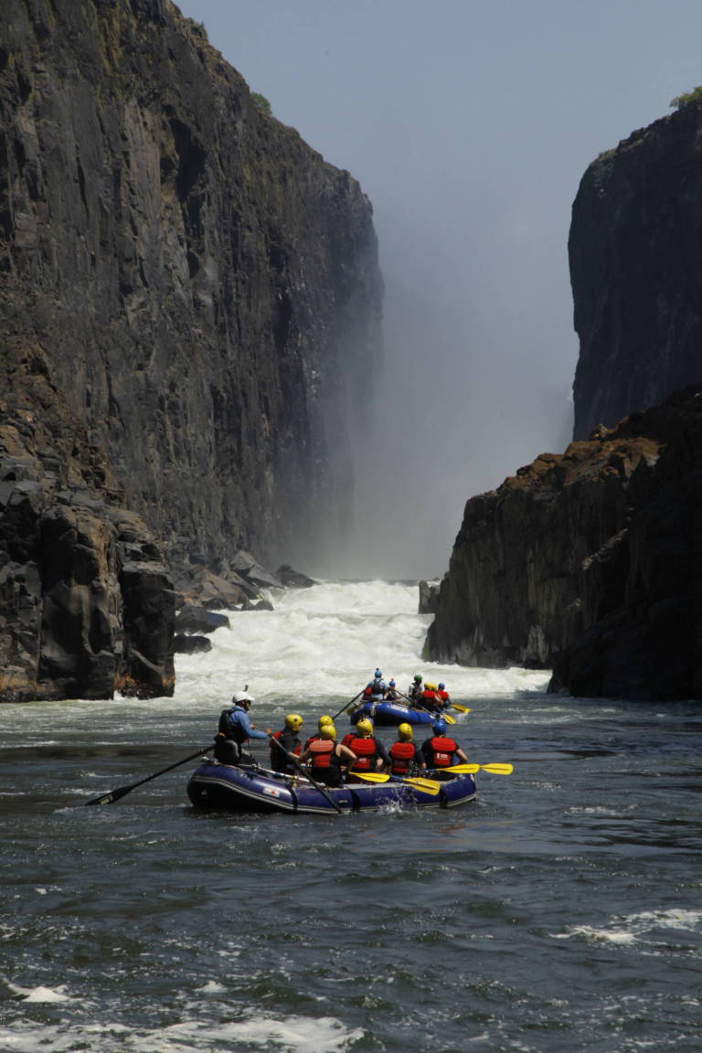 Image of raft under Victoria Falls