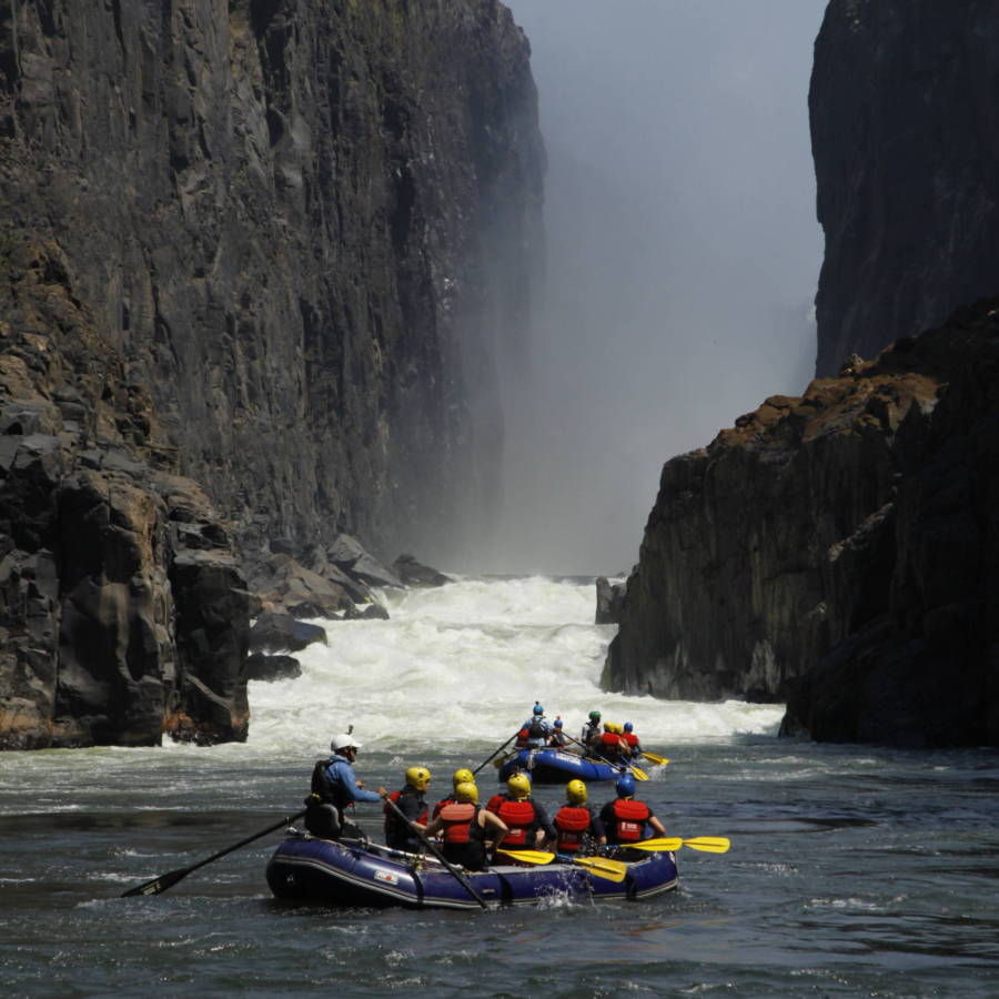 Image of raft under Victoria Falls