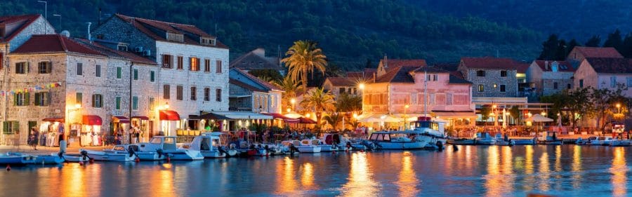 Croatian sailing port at night