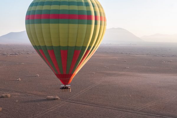 Hot air balloon flying near Marrakech